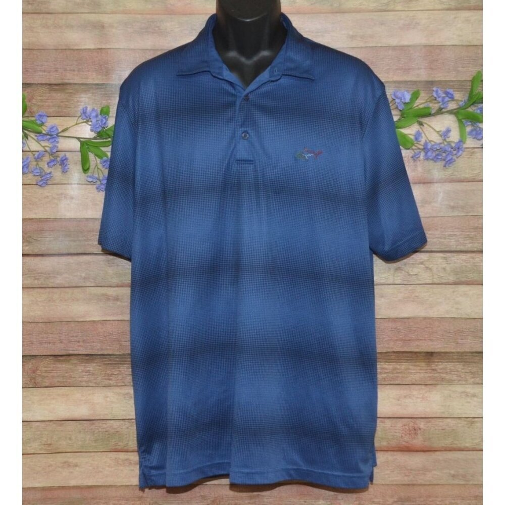 Greg Norman Mens XXL Play Dry Dot Print Blue Short Sleeve Golf Polo Shirt Preppy